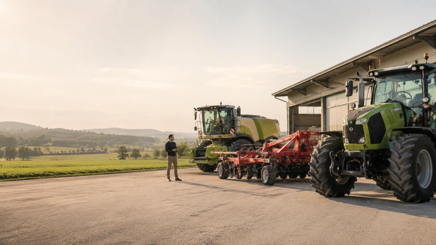 Mezzi agricoli nel piazzale Cicognani Commercio